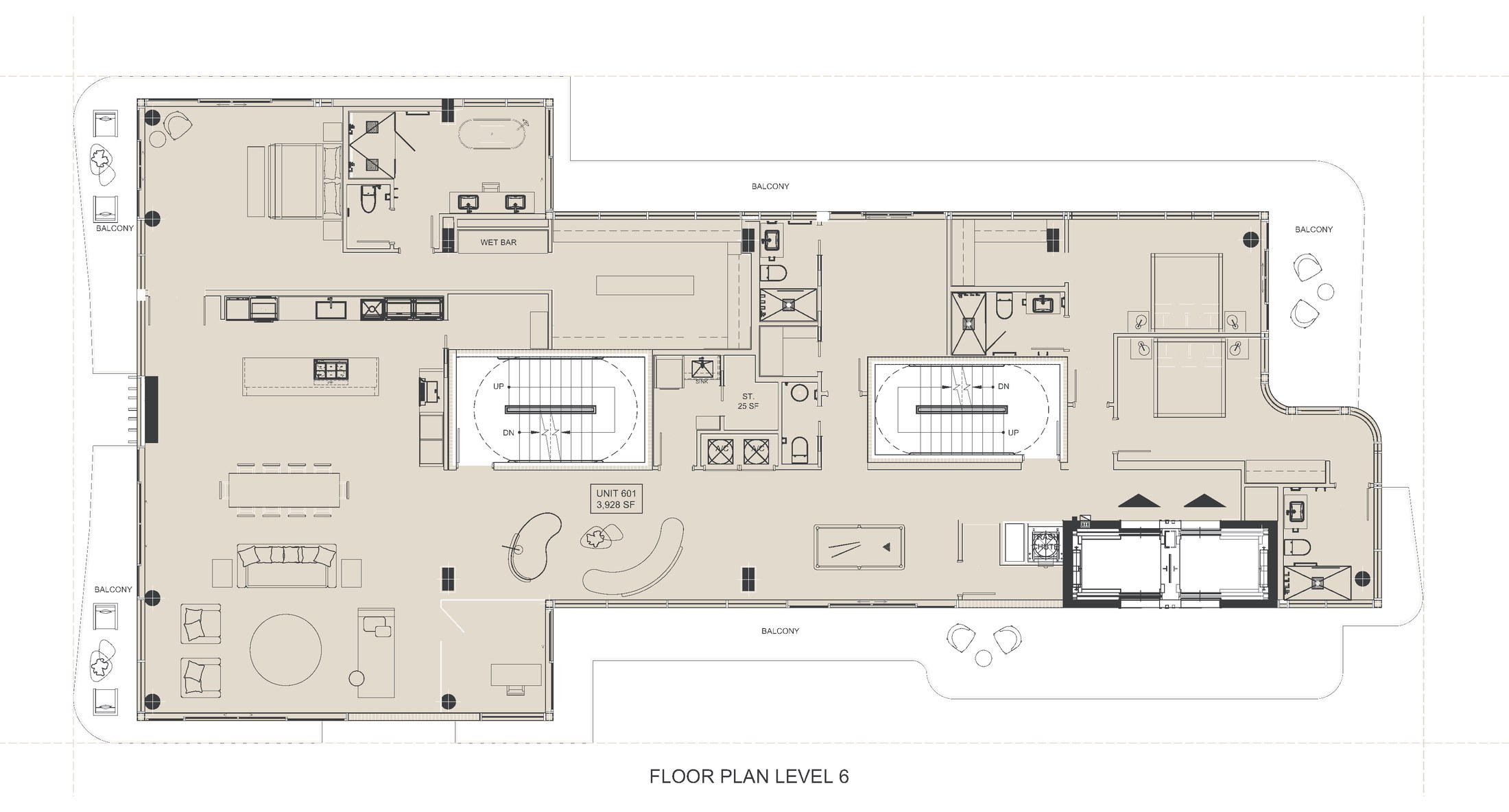 Marketing floor plan for ola Unit 601