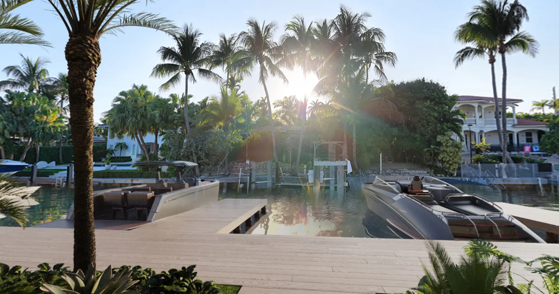 The Dock Garden at ola with boat slips, cabanas and a jacuzzi on the bay