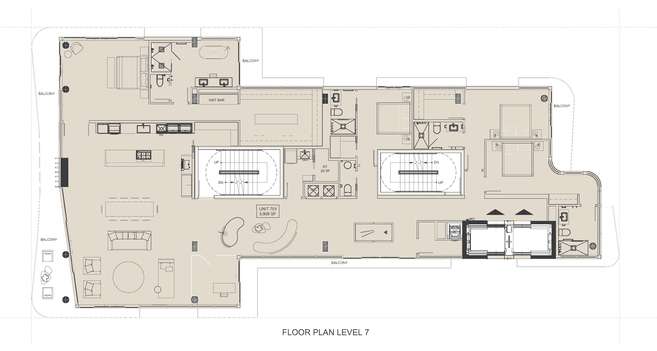 Marketing floor plan for ola Unit 701